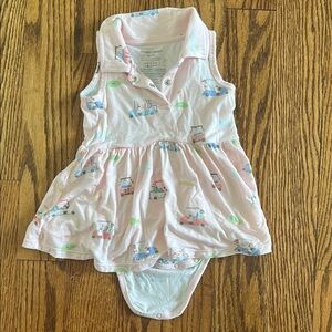 Angel Dear Pink Sleeveless Dress with Golf Cart Print